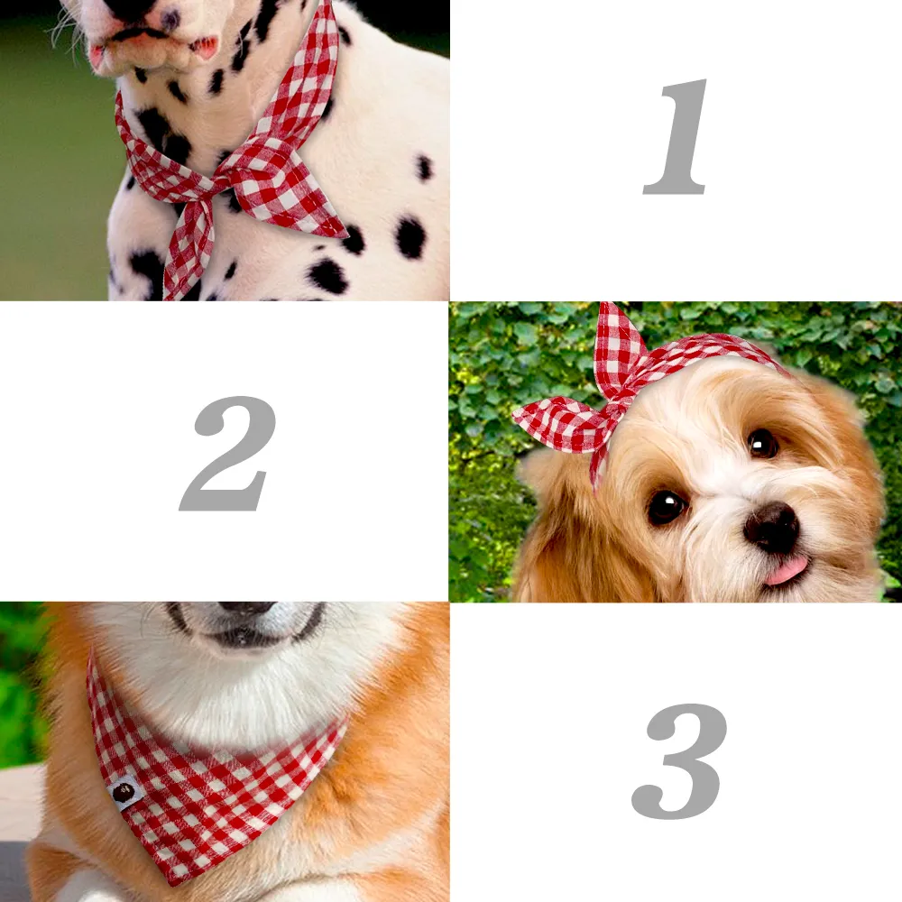 5pcs Variety Dog Bandana Plaid Pet Scarf Bow ties for Cats and Dogs