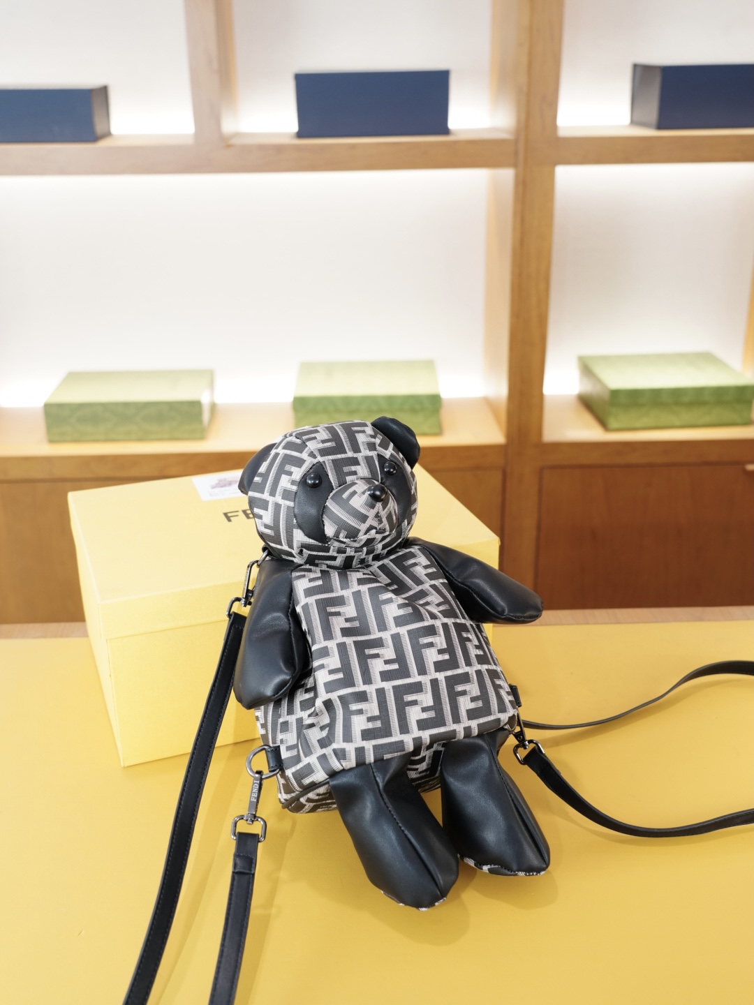 Fendi Teddy Bear Shaped FF Monogram Jacquard And Leather Tech Backpack - KAIROO