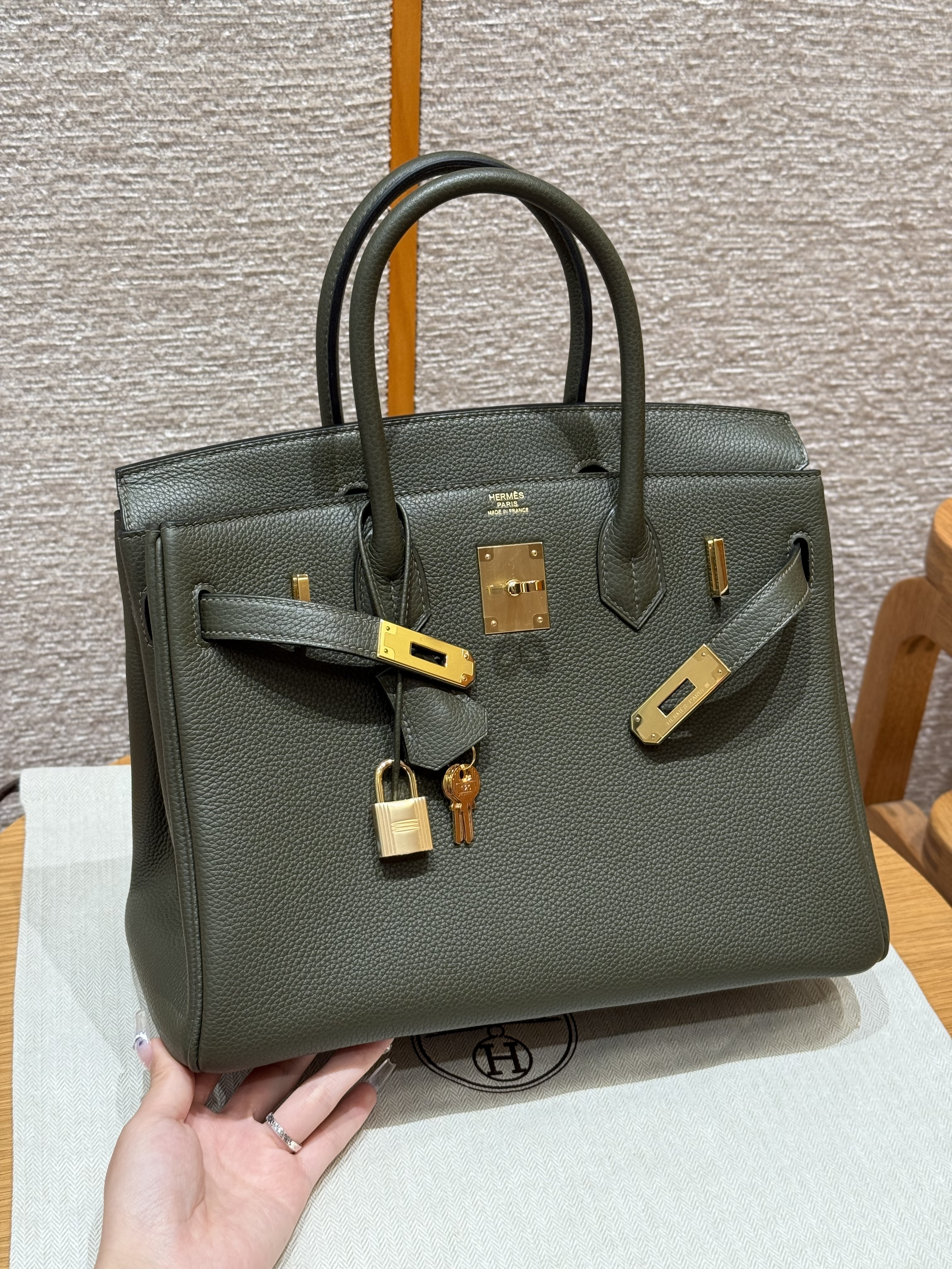 Hermes Olive Green Togo Birkin 30 Bag