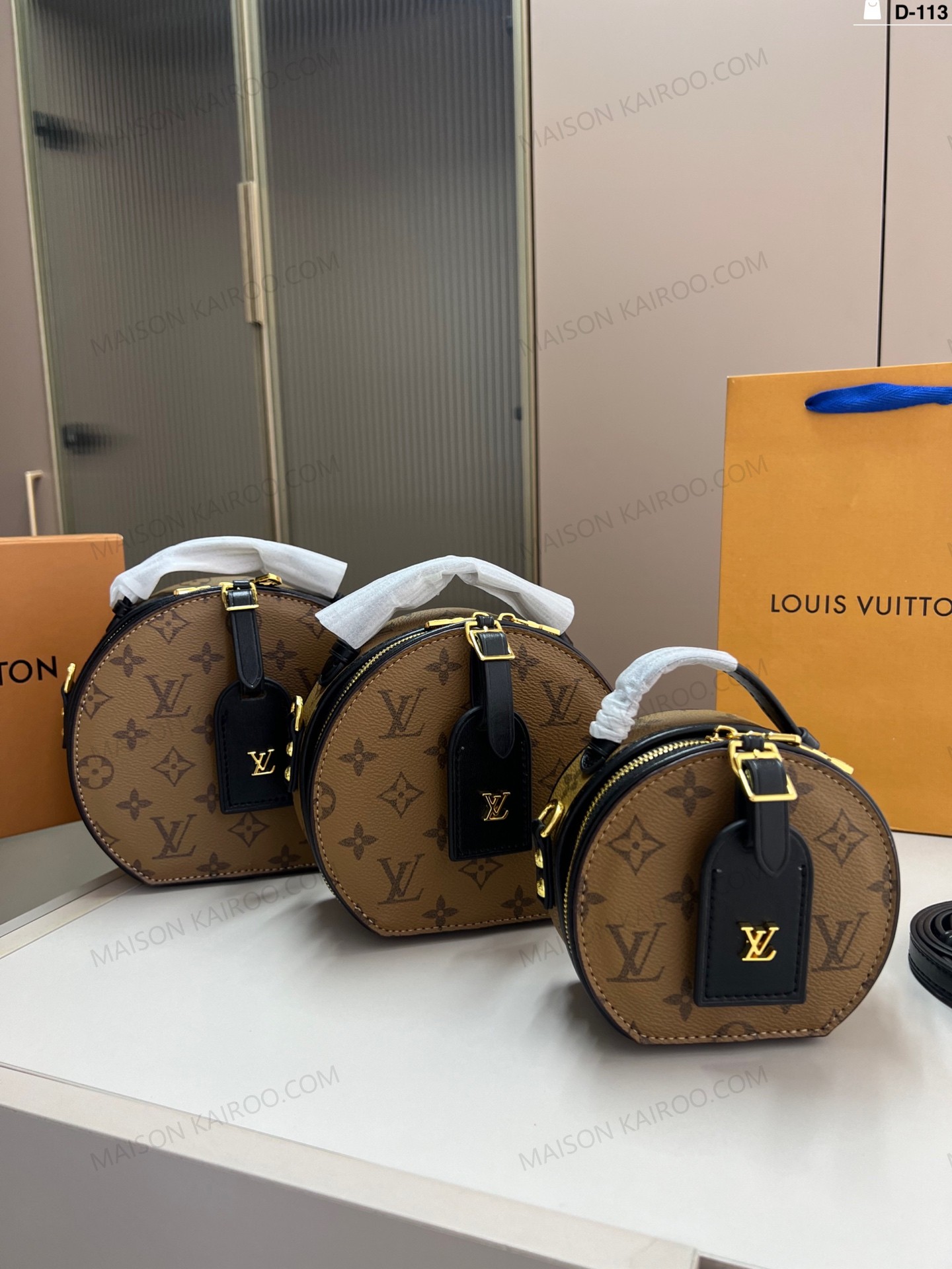 Louis Vuitton LV Boite Chapeau Souple Hat Box Reverse Brown Monogram Canvas Shoulder Top Handle Bag - KAIROO