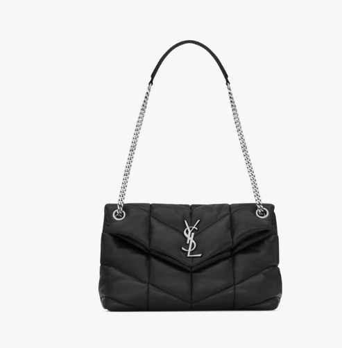 Saint Laurent Black Lambskin Small Puffer Bag