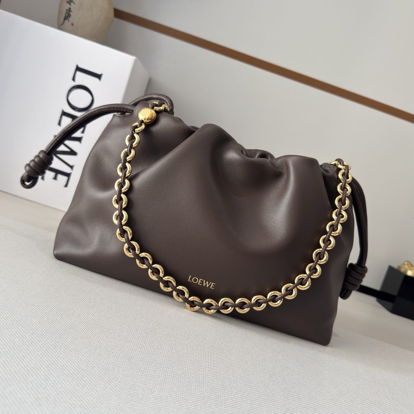 Loewe Medium Flamenco Purse in Nappa Leather-Chestnut brown
