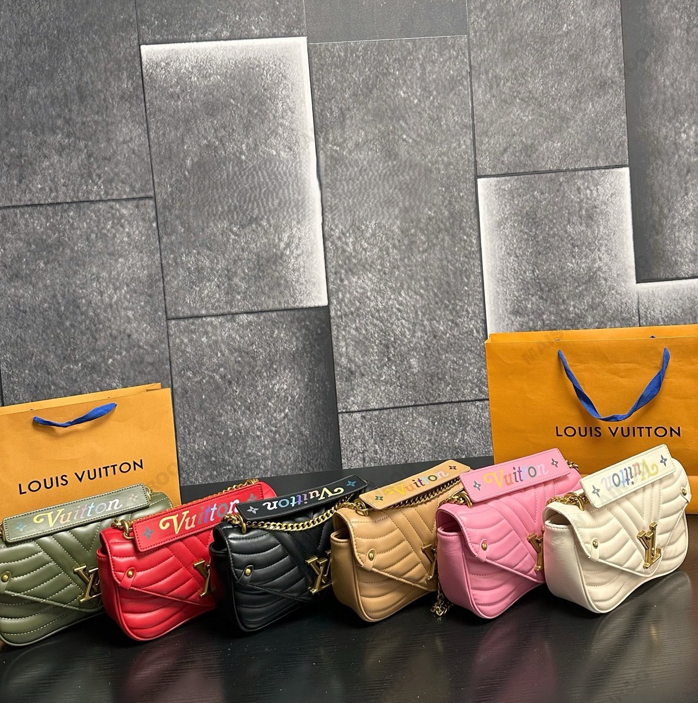 Louis Vuitton LV New Wave MM Rainbow V-Stitch Quilted Leather Chain Flap Butt Bag Shoulder Bag - KAIROO