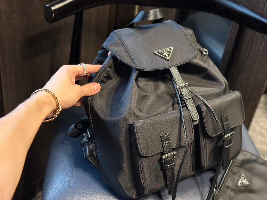 Prada DUMA 32 BACKPACK IN BLACK RE-NYLON