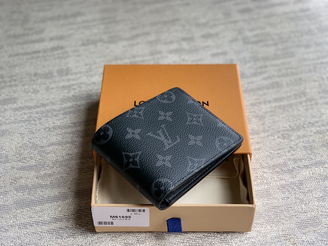 M61695  LV Men's Multiple Wallet Monogram Eclipse Canvas