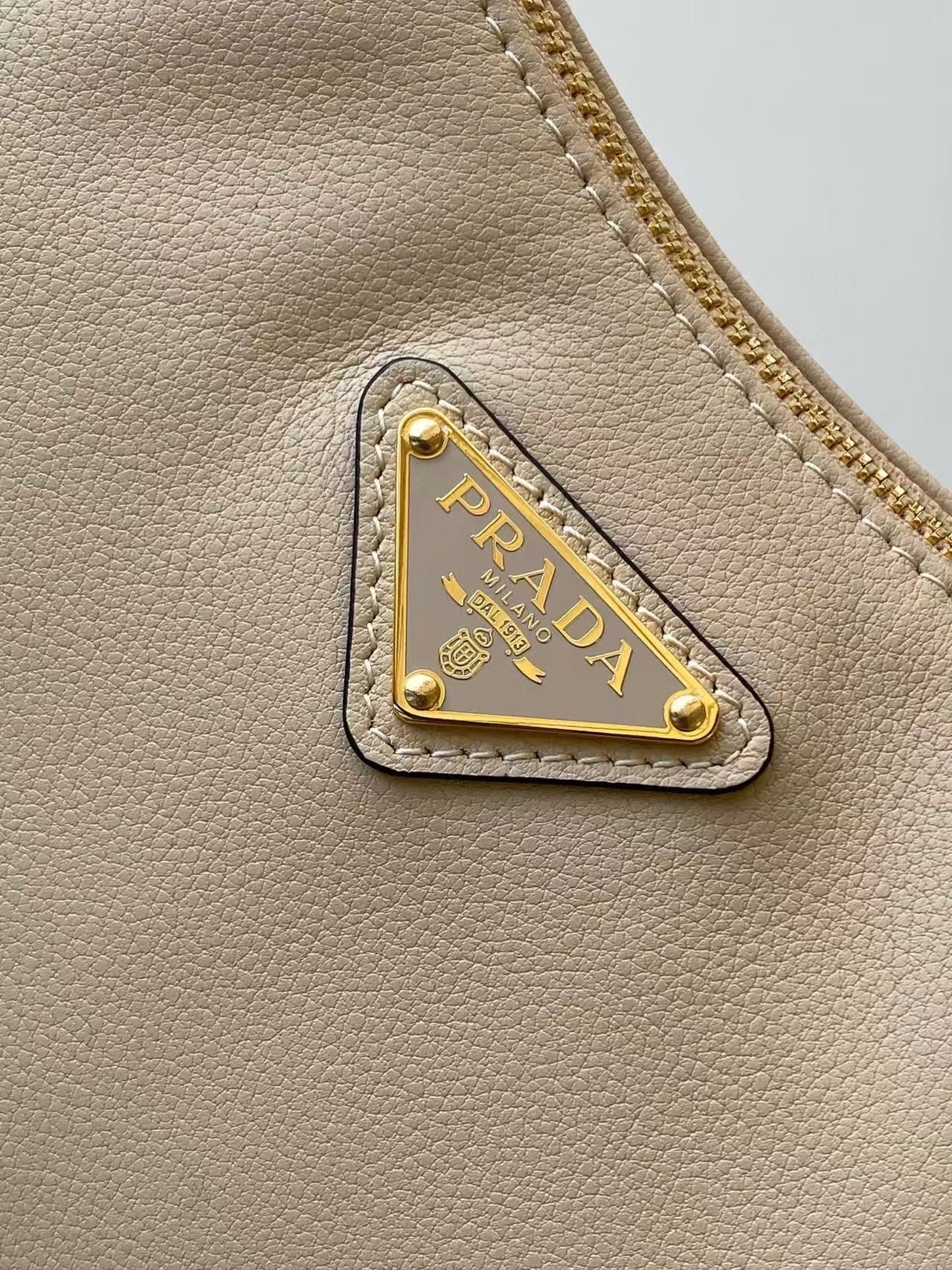Prada Aimee Underarm Bag 31cm beige Calfskin