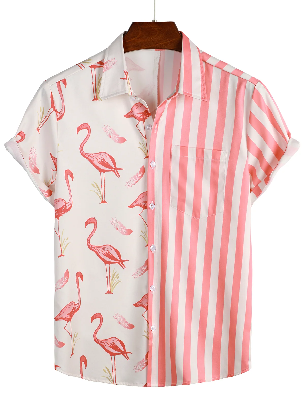 Men's Flamingo Stripe Pocket Summer Shirt