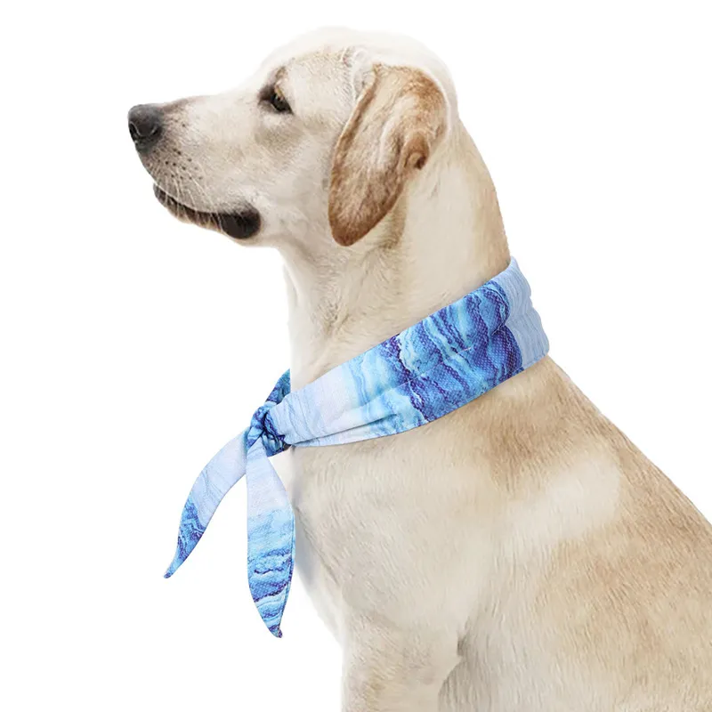 Summer Pet Cooling Ice Scarf Cool Ice Towel Heatstroke Dogs Cats Ice Scarf Collar Adjustable Cooling Cat Collar Bib Dog Supplies