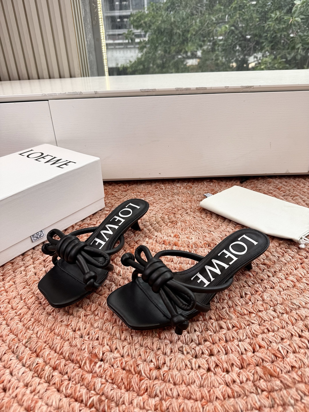 Loewe Flamenco Knot Heeled Mule in Nappa leather