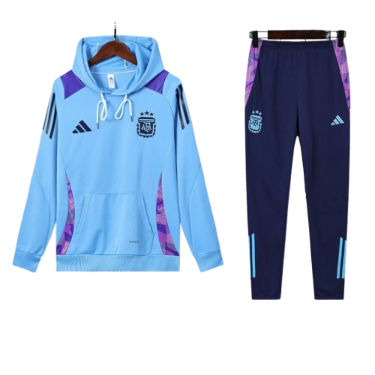 Adidas Argentina Nation 2024-25 Hooded Blue Training Tracksuit Kit | Soc Jersey - Premium Football Jersey