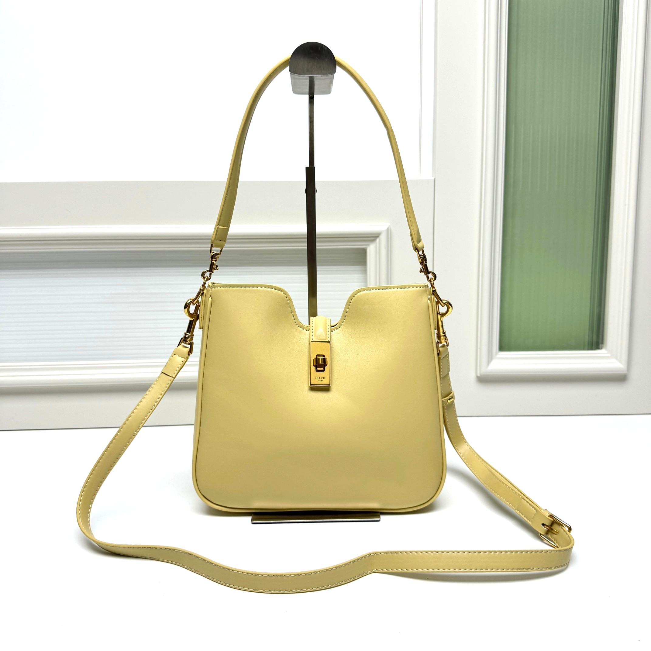 Celine Medium 16 Soft Leather Gold Hardware Twist-lock Crossbody Bucket Bag - KAIROO
