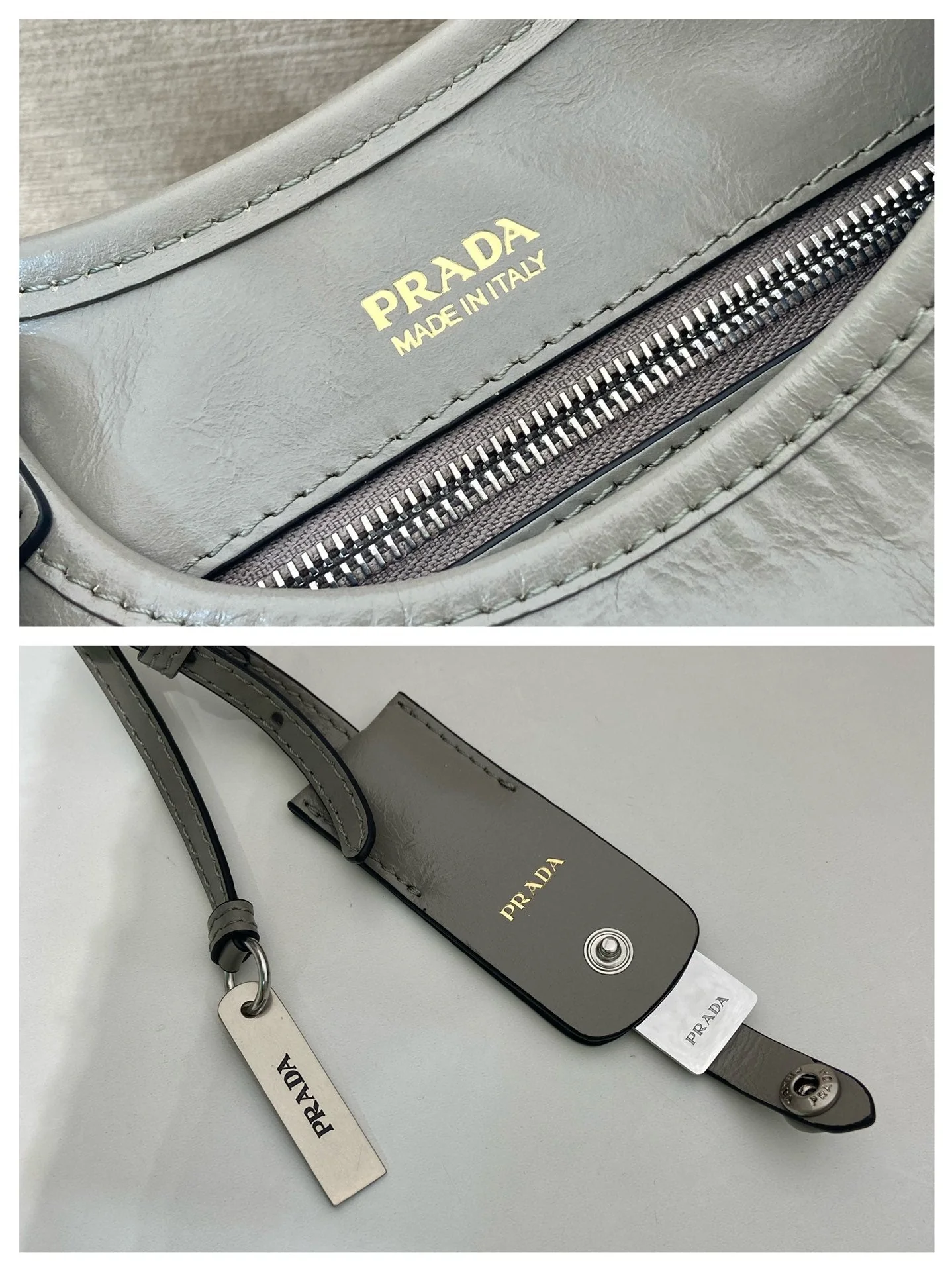 Prada PRA mini catwalk model gray leather and top-grade hardware 339955