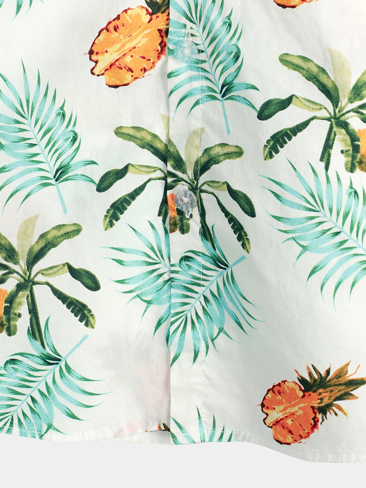 Men's Pineapple Print Cotton Hawaiian Short Sleeve Shirt