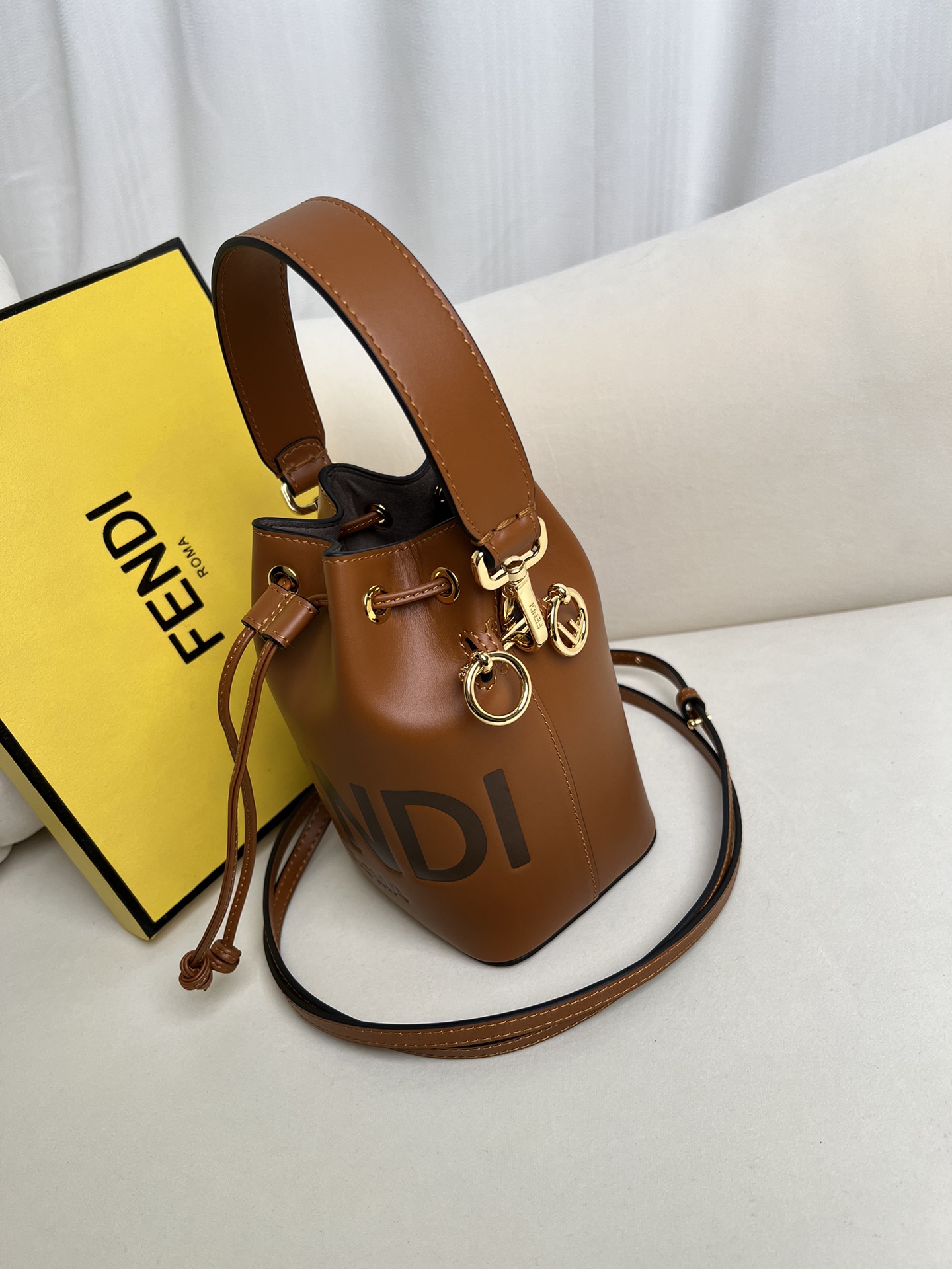 Fendi Mon Tresor Shoulder Bag in brown leather