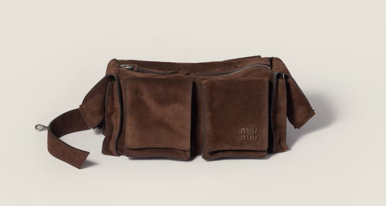 Miu Miu Dark Brown Utilitaire suede Shoulder bag 5BC205