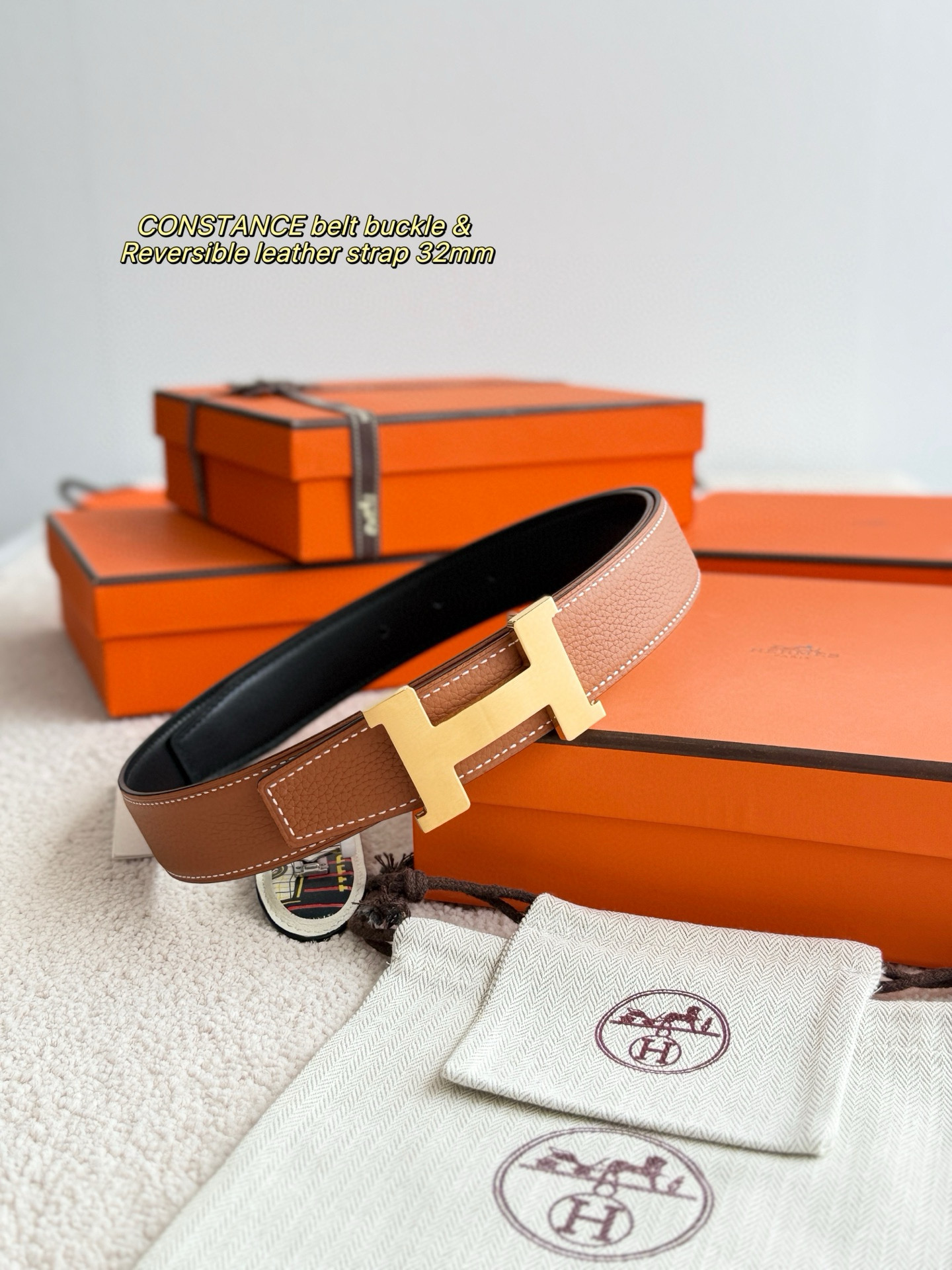 Hermes Constance H Reversible Leather Belt 32mm