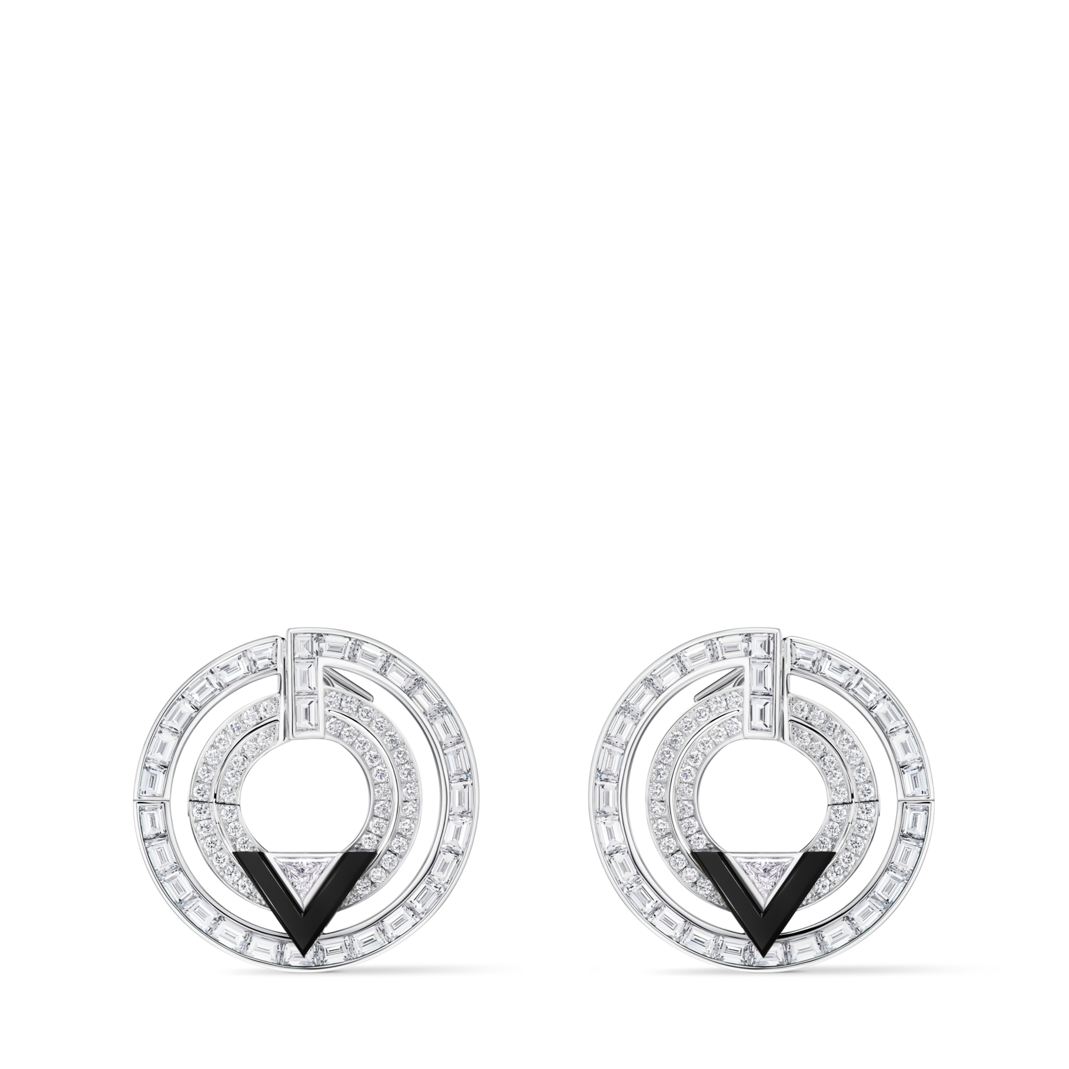 フープピアス ピュア V(ホワイトゴールド×オニキス×ダイヤモンド)