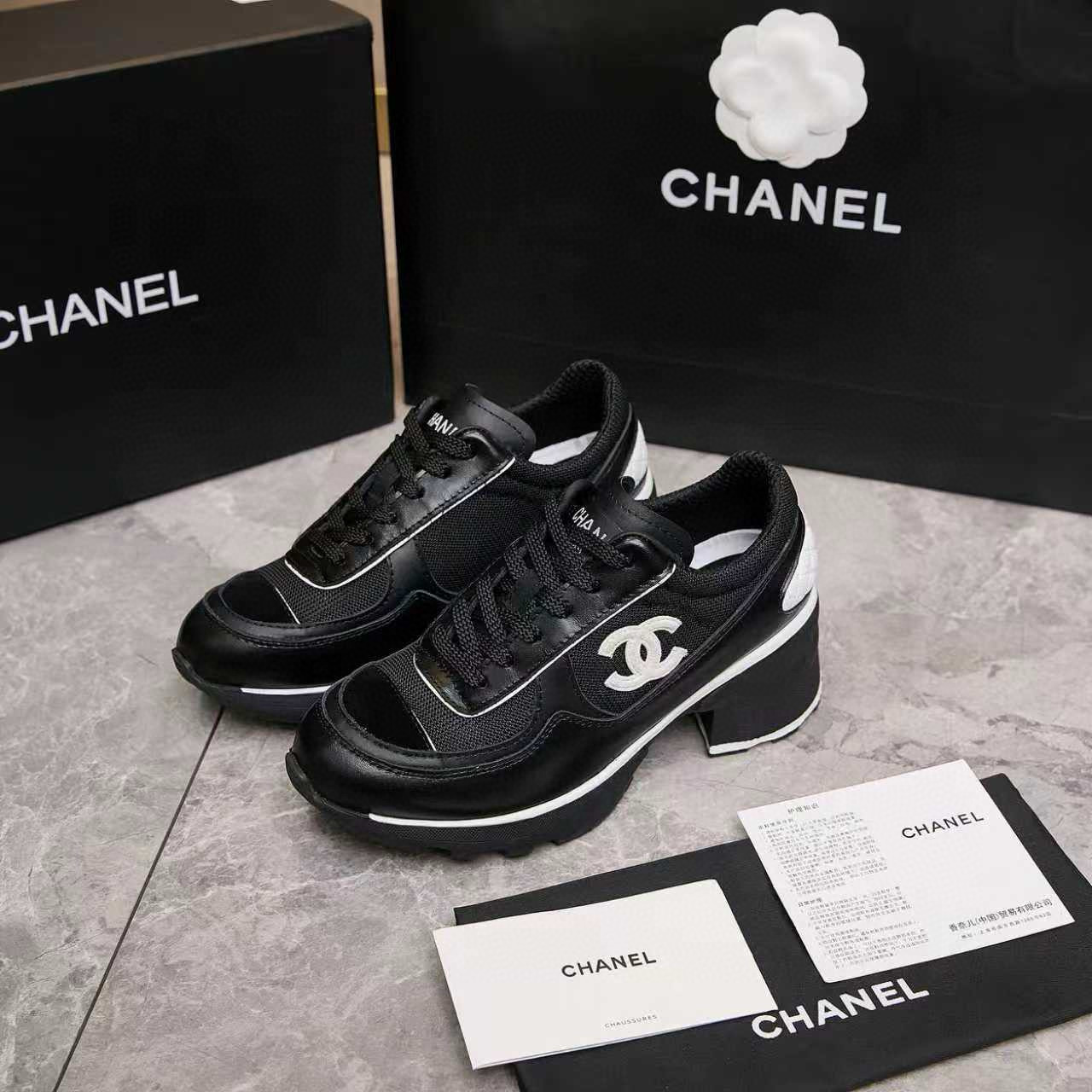Chanel Heeled Leather Sneaker