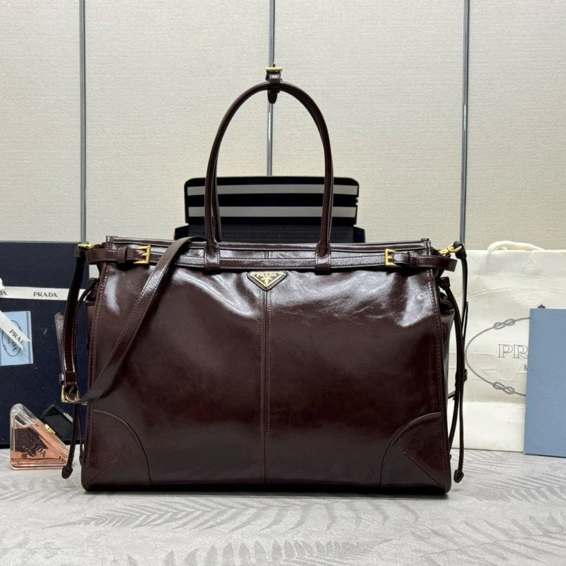 Prada Bonnie Extra-Large 42cm Dark Burdundy Calfskin