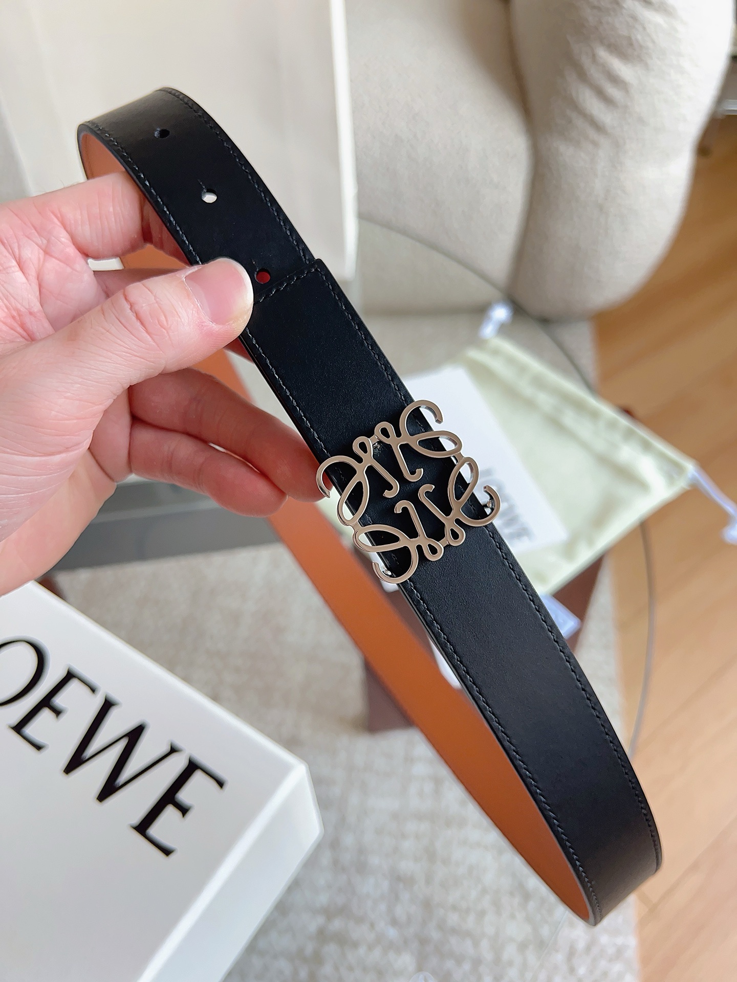 Loewe Anagram Reversible Leather Belt 2.8cm