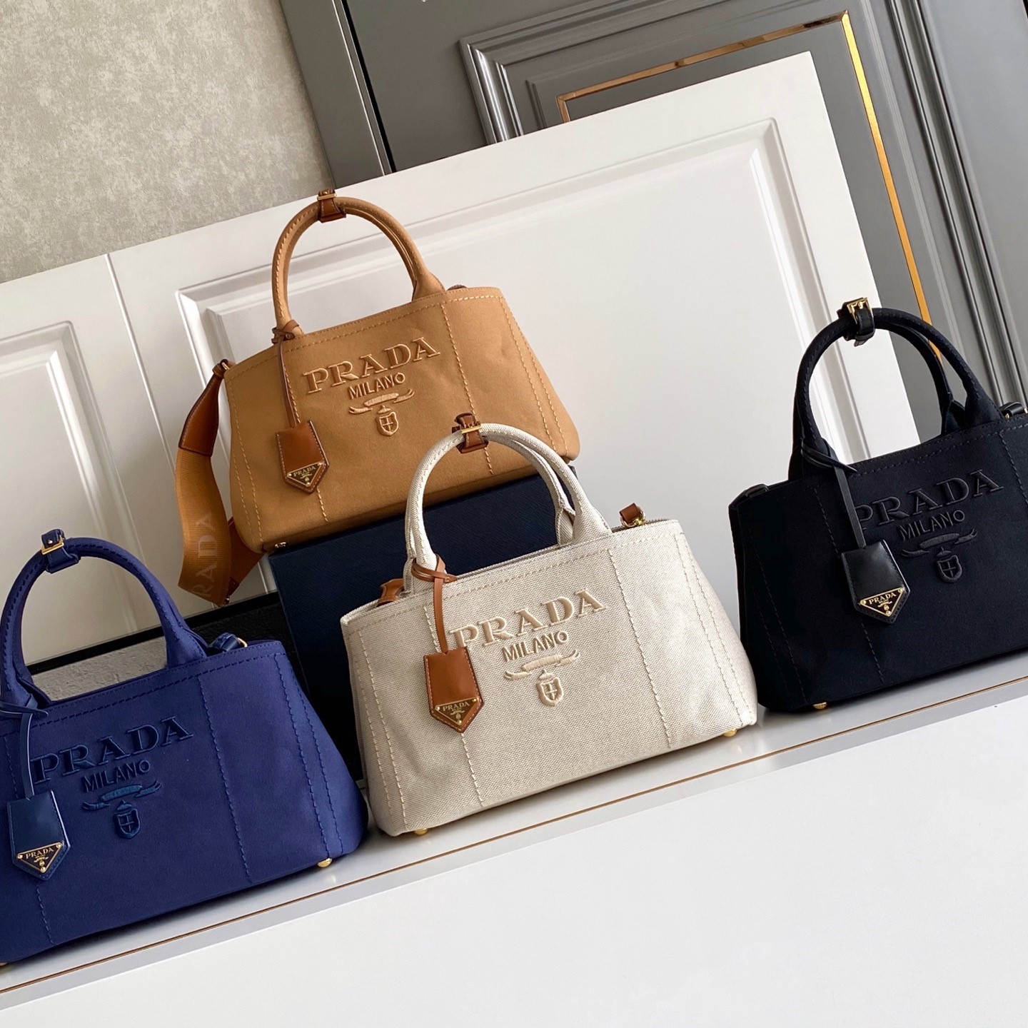 Prada Bag Jardinière Large Linen Canvas 1BG554 (10A Mirror Version)