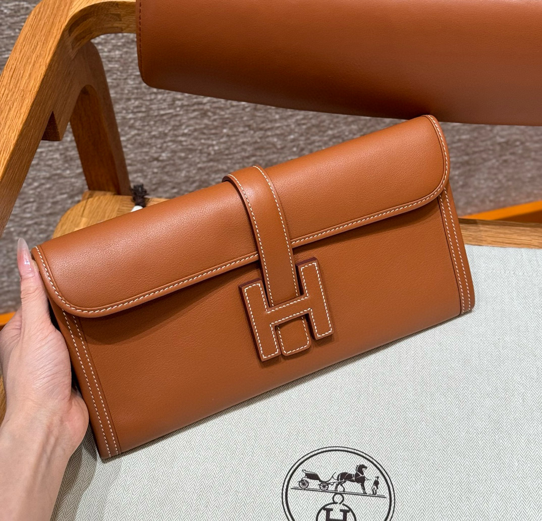 Hermes Gold Swift Jige Elan Clutch