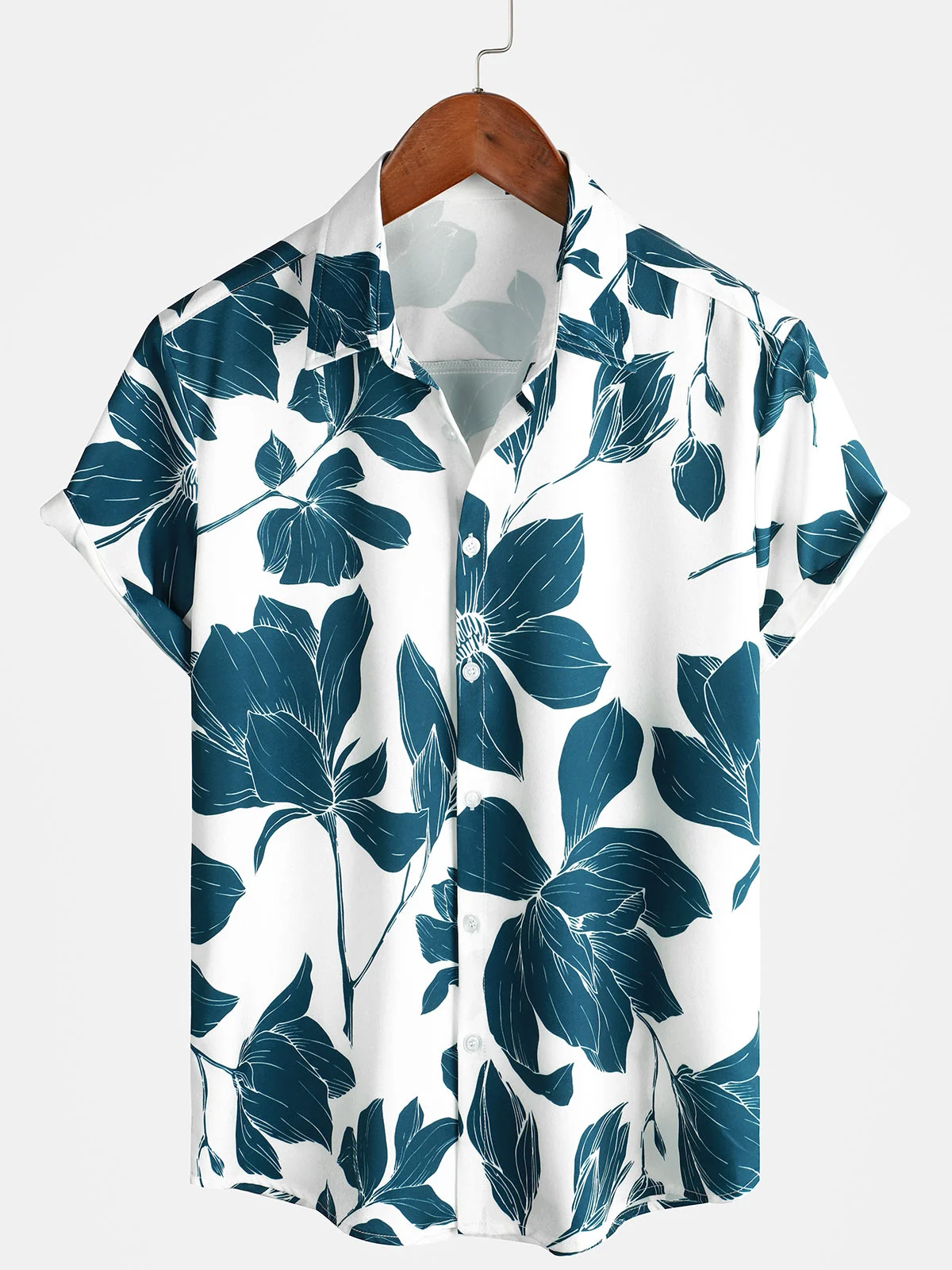 Men's Casual Floral Button-Up Short Sleeve Summer Shirt
