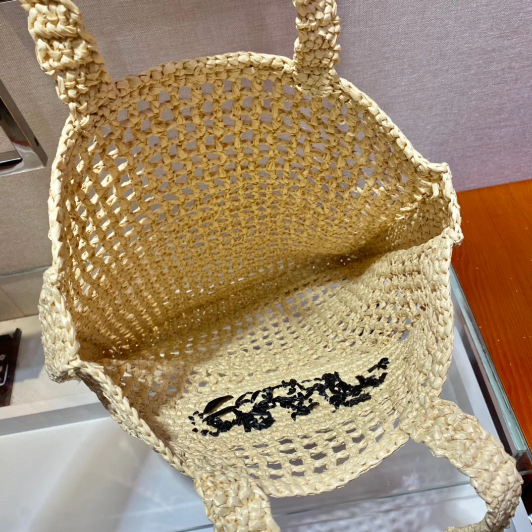 Prada  SMALL LOGO RAFIA TOTE 38CM