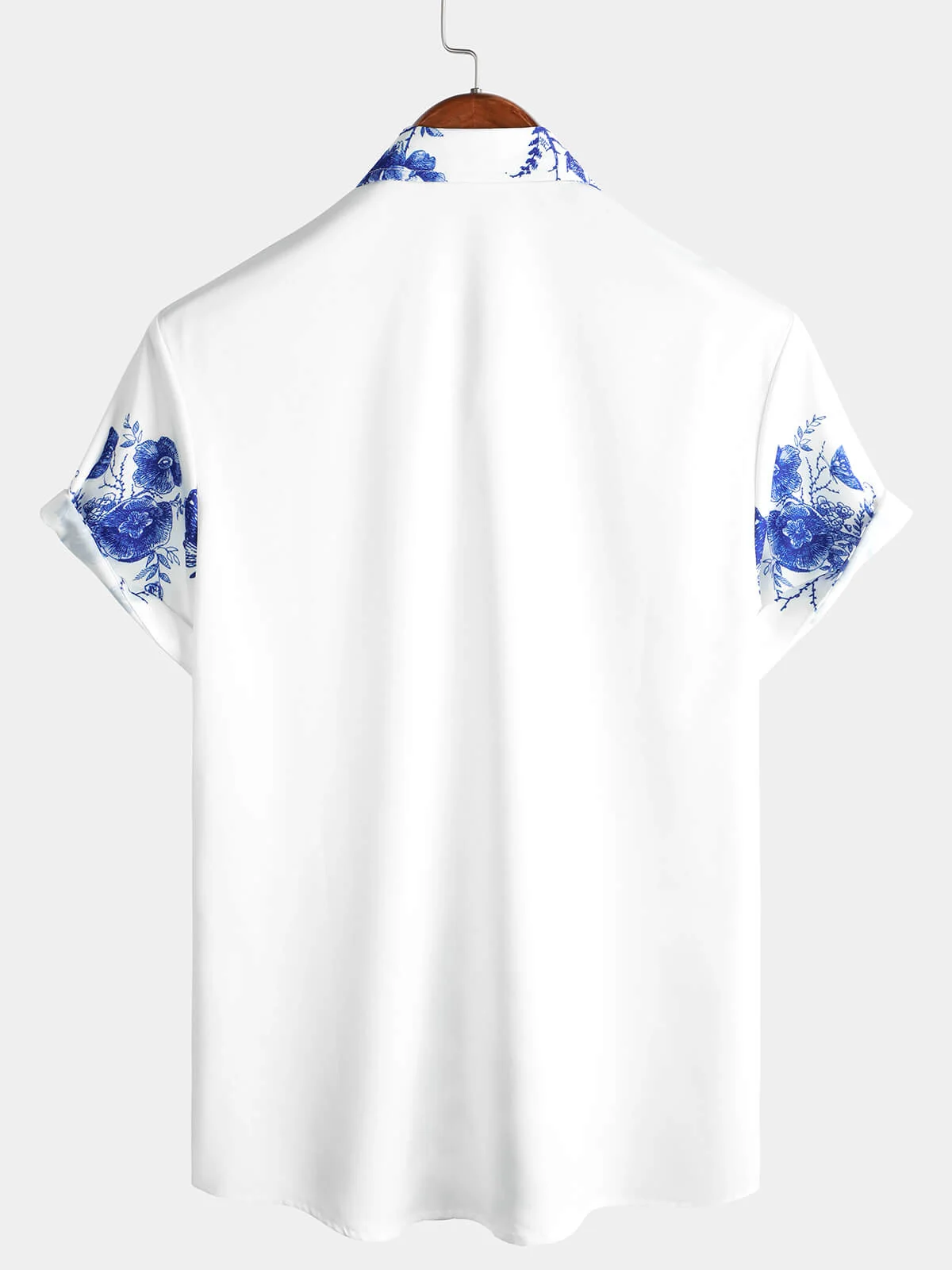 Men's Blue Floral Print Hawaiian Shirt