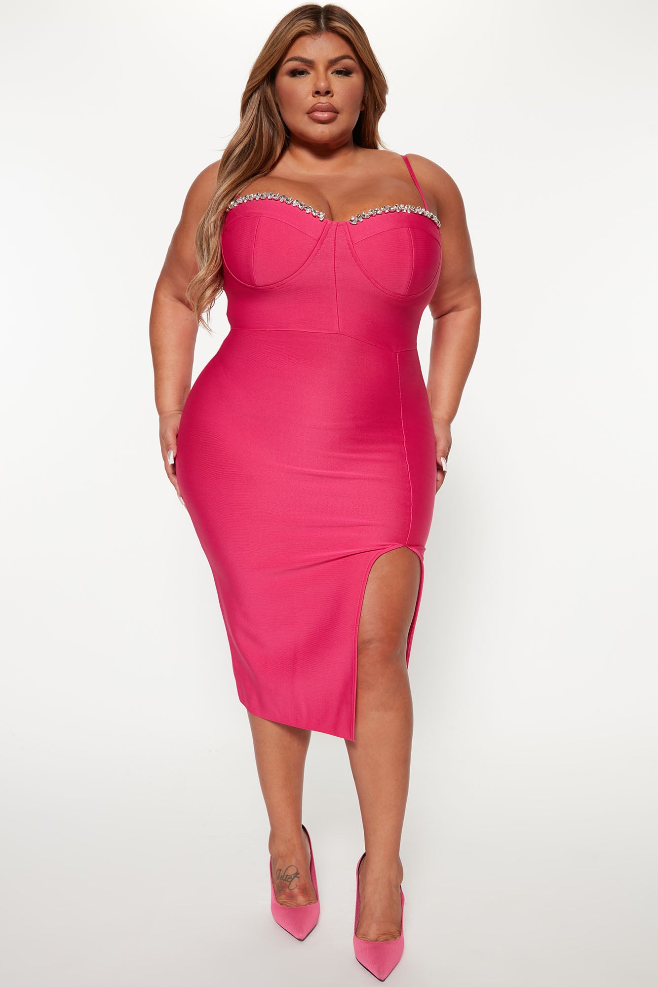 Cocktail Please Bandage Midi Dress - Fuchsia