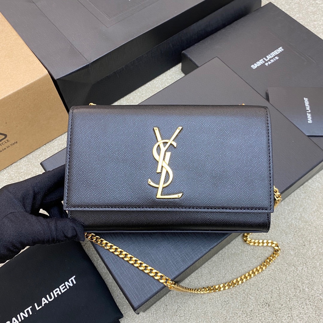 Saint Laurent Black Grained Calfskin Small Kate