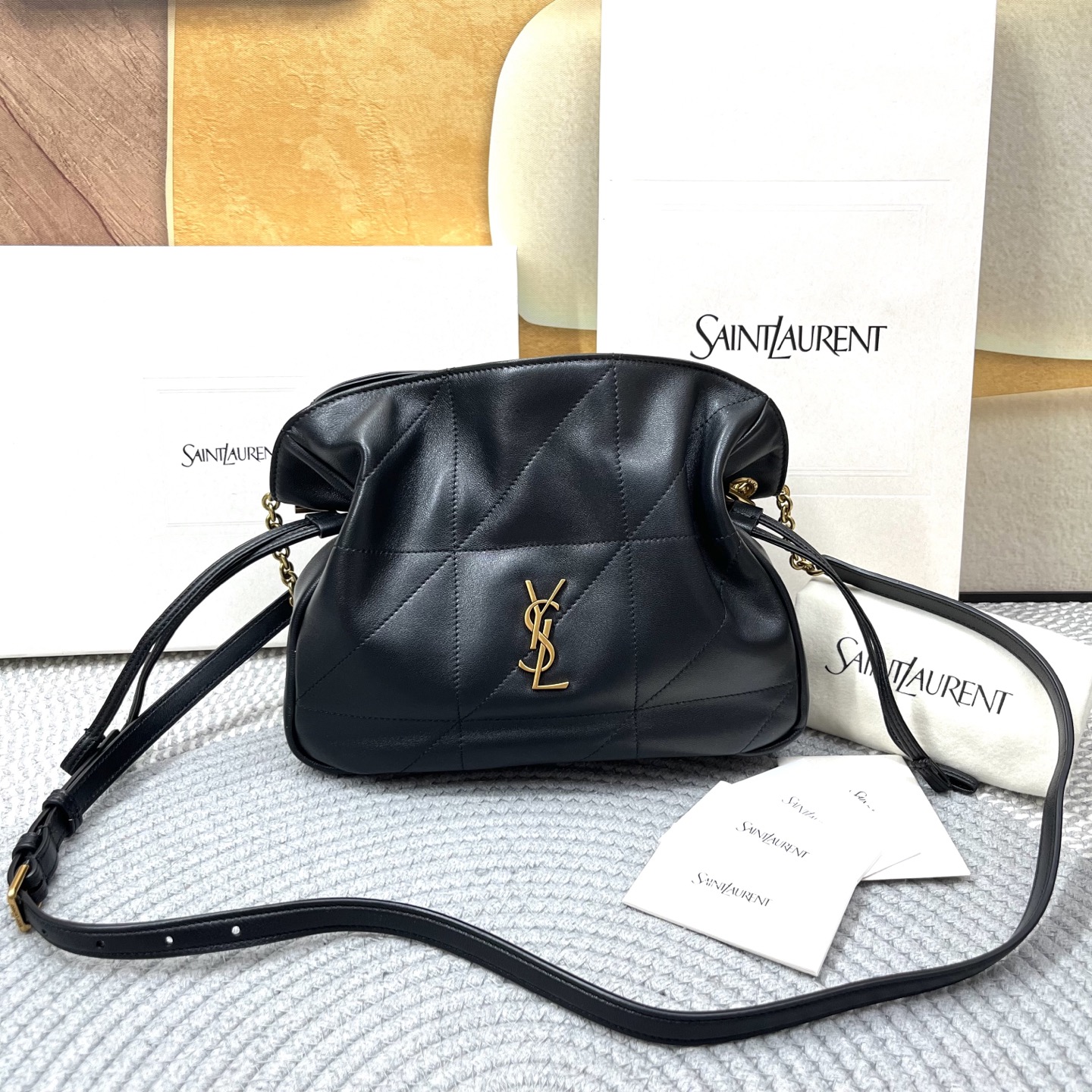 Saint Laurent Lambskin Medium Jamie Shoulder Bag in Black