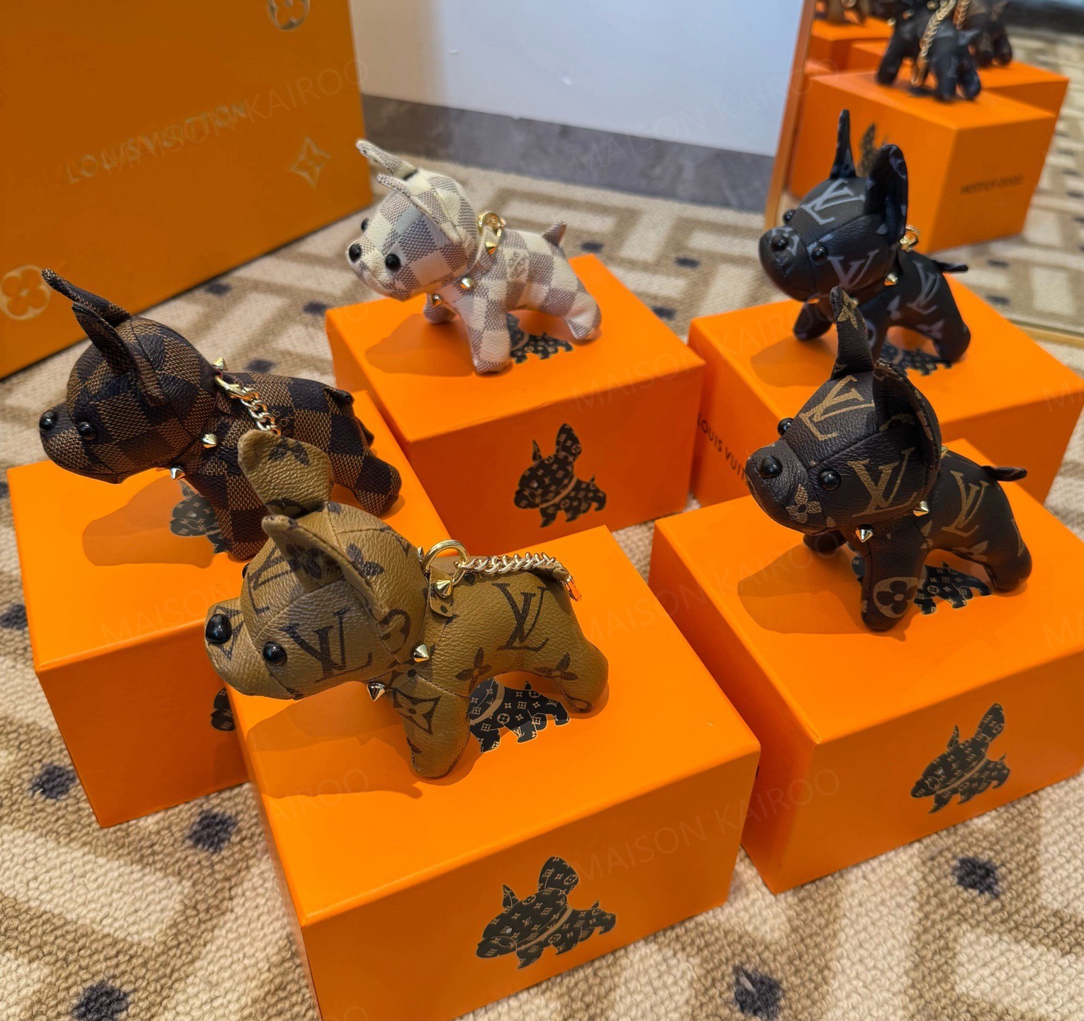 Louis Vuitton LV Bulldog Puppy Leather Bag Charm Keychain - KAIROO