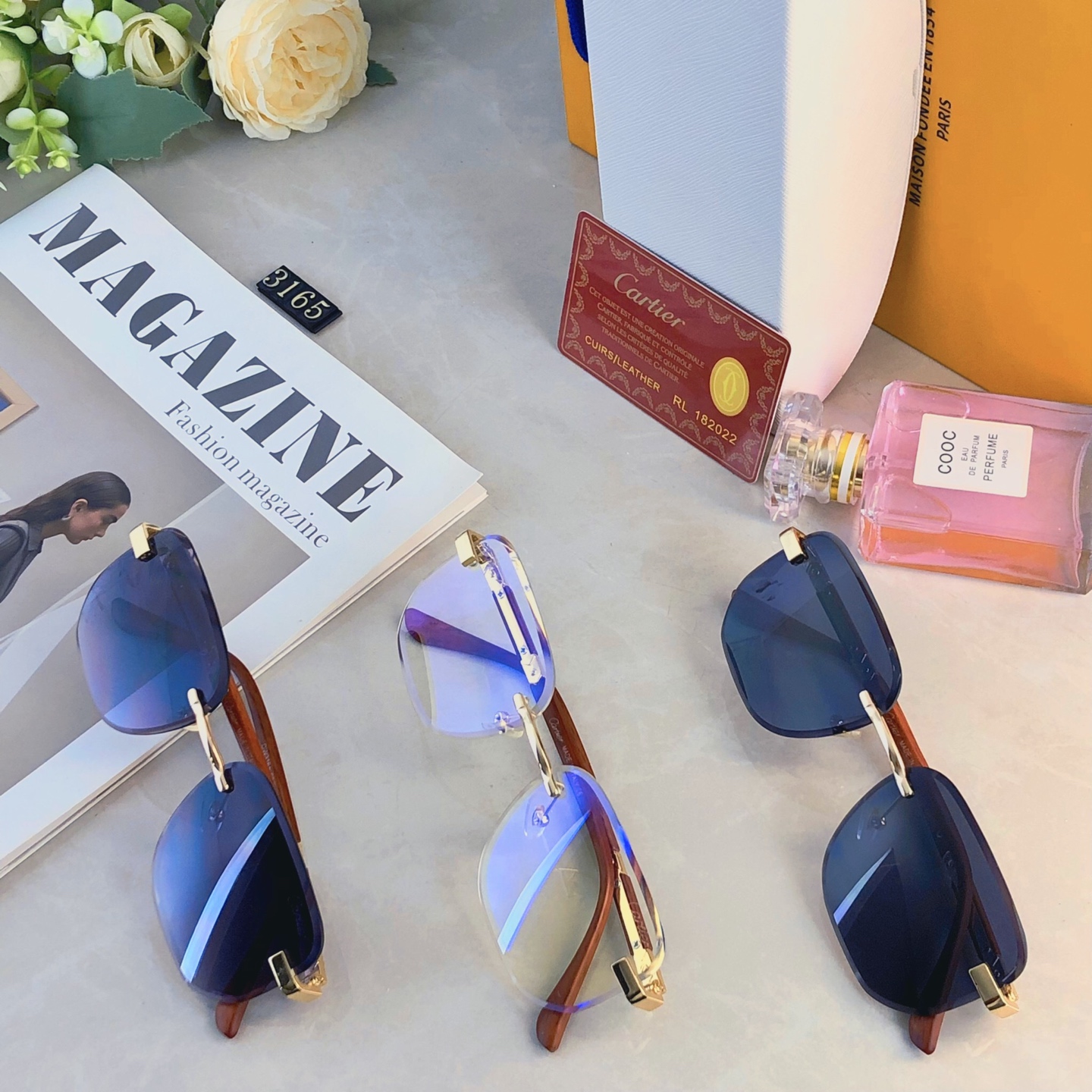 Cartier C Décor Wood Rimless Sunglasses Top quality - KAIROO