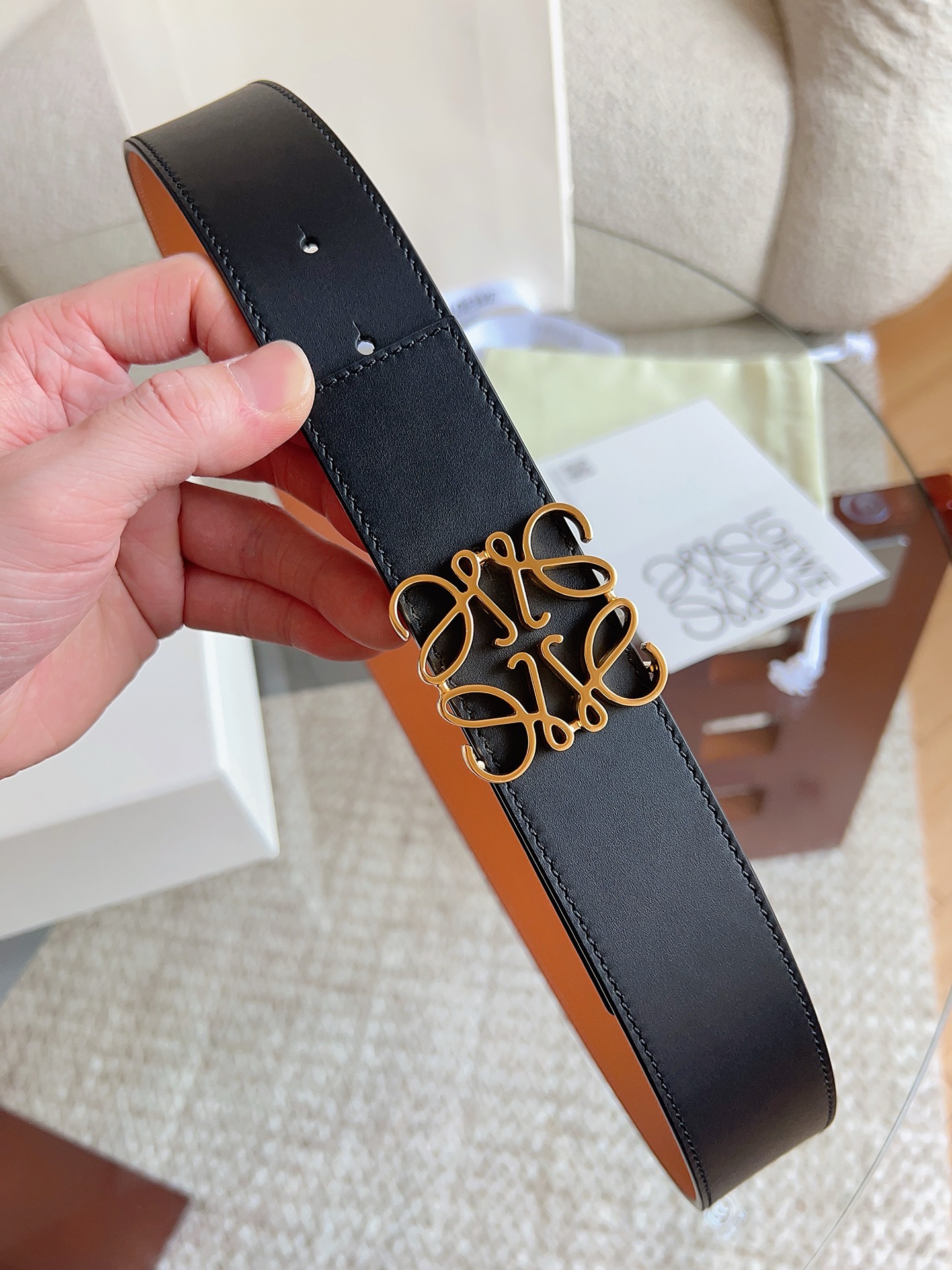 Loewe Anagram Large Reversible Leather Belt 4cm