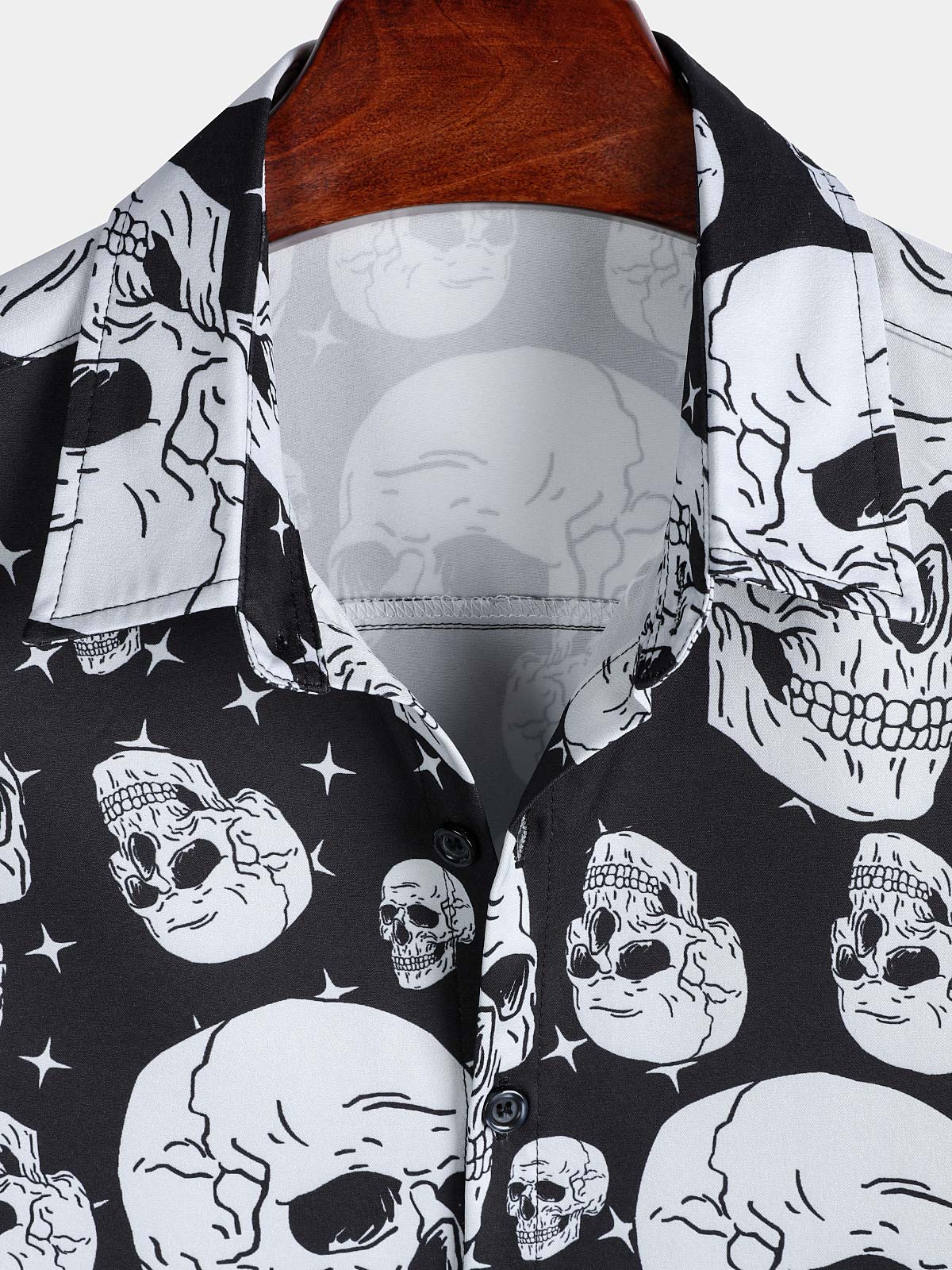Men's Skull Punk Rock Graphic Button-Up Short Sleeve Shirt