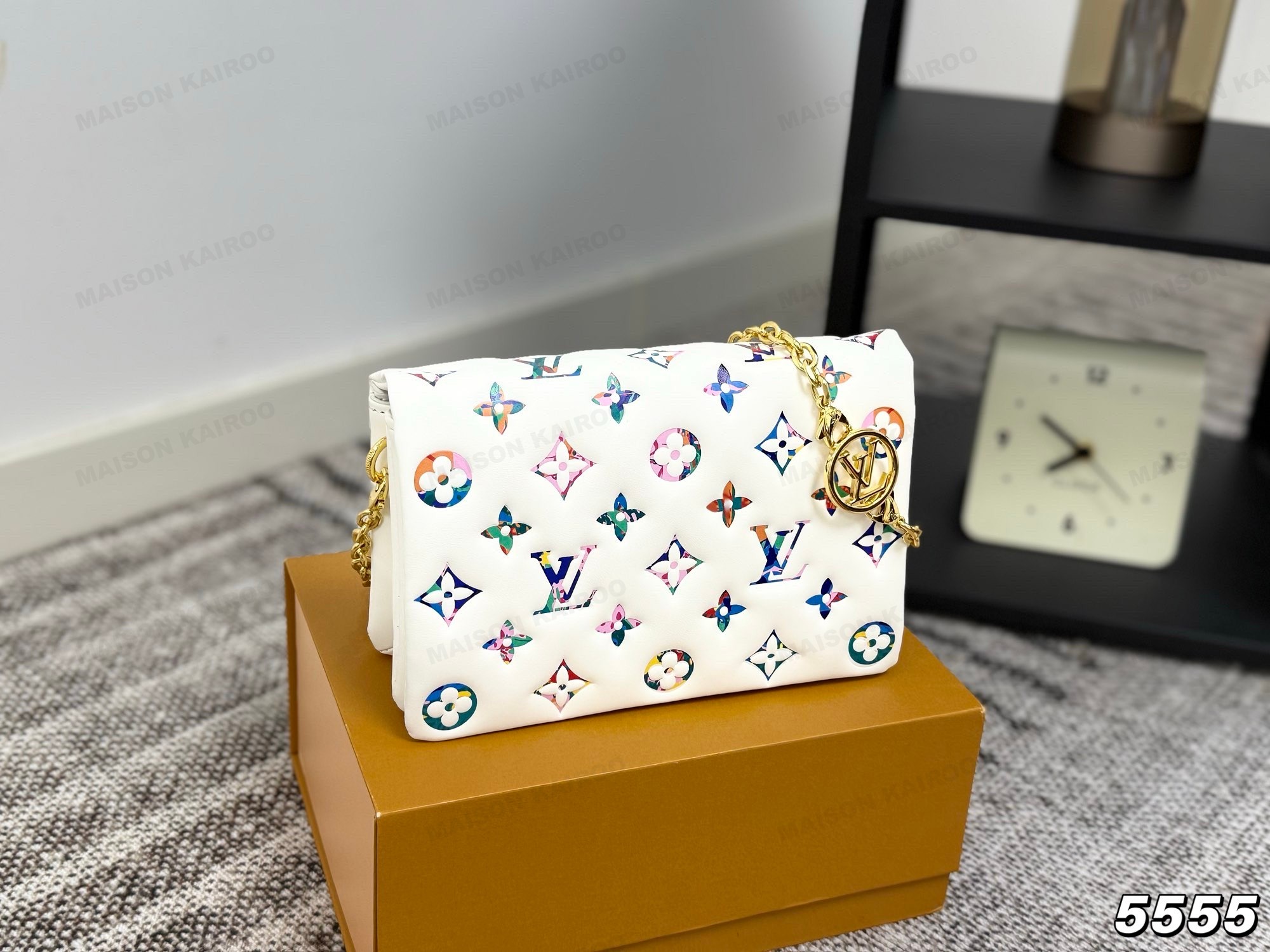 Louis Vuitton LV Pochette Coussin BB Multicolor Monogram Pattern Embossed Puffy Leather Chain Shoulder Bag - KAIROO
