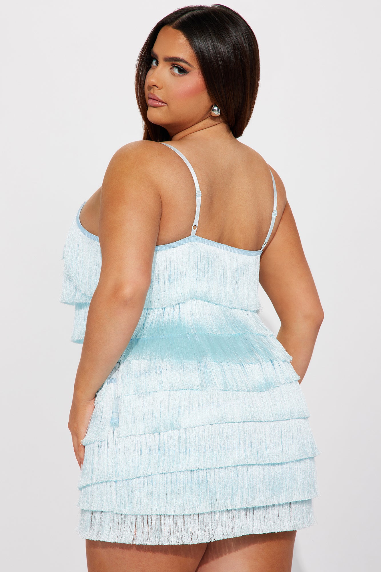 Nashville Fringe Mini Dress - Light Blue