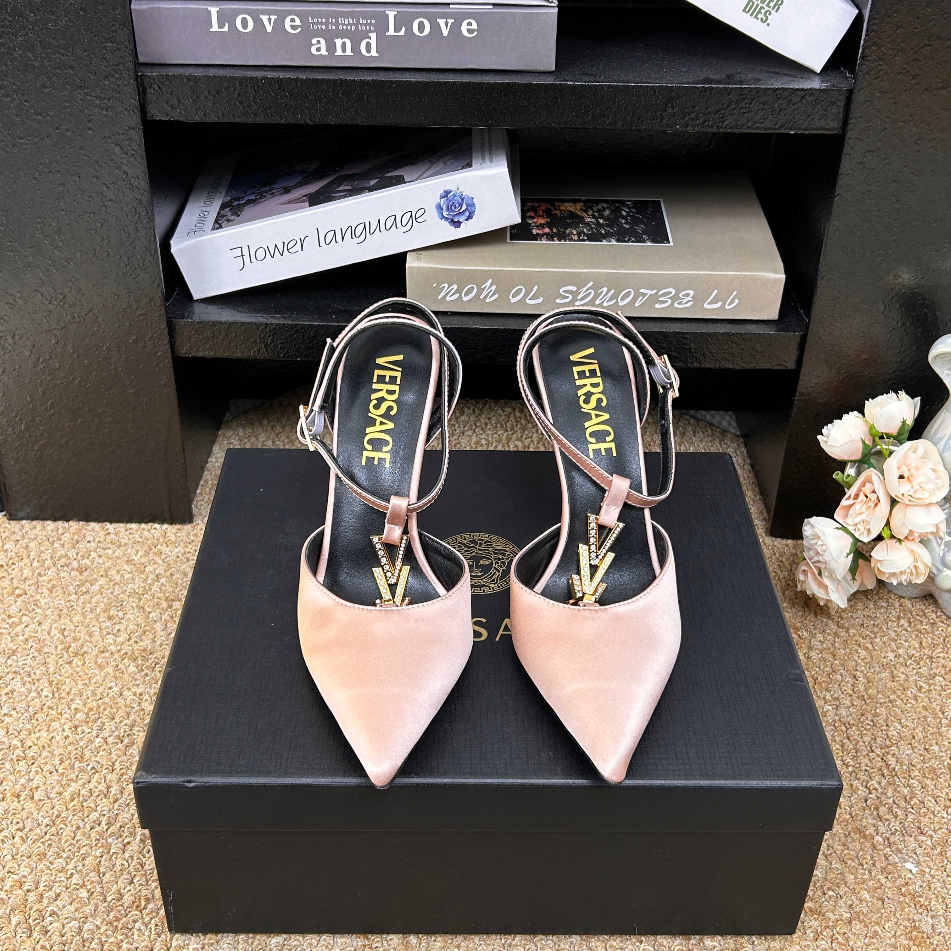 Versace Gianni Ribbon Satin Slingback Pump