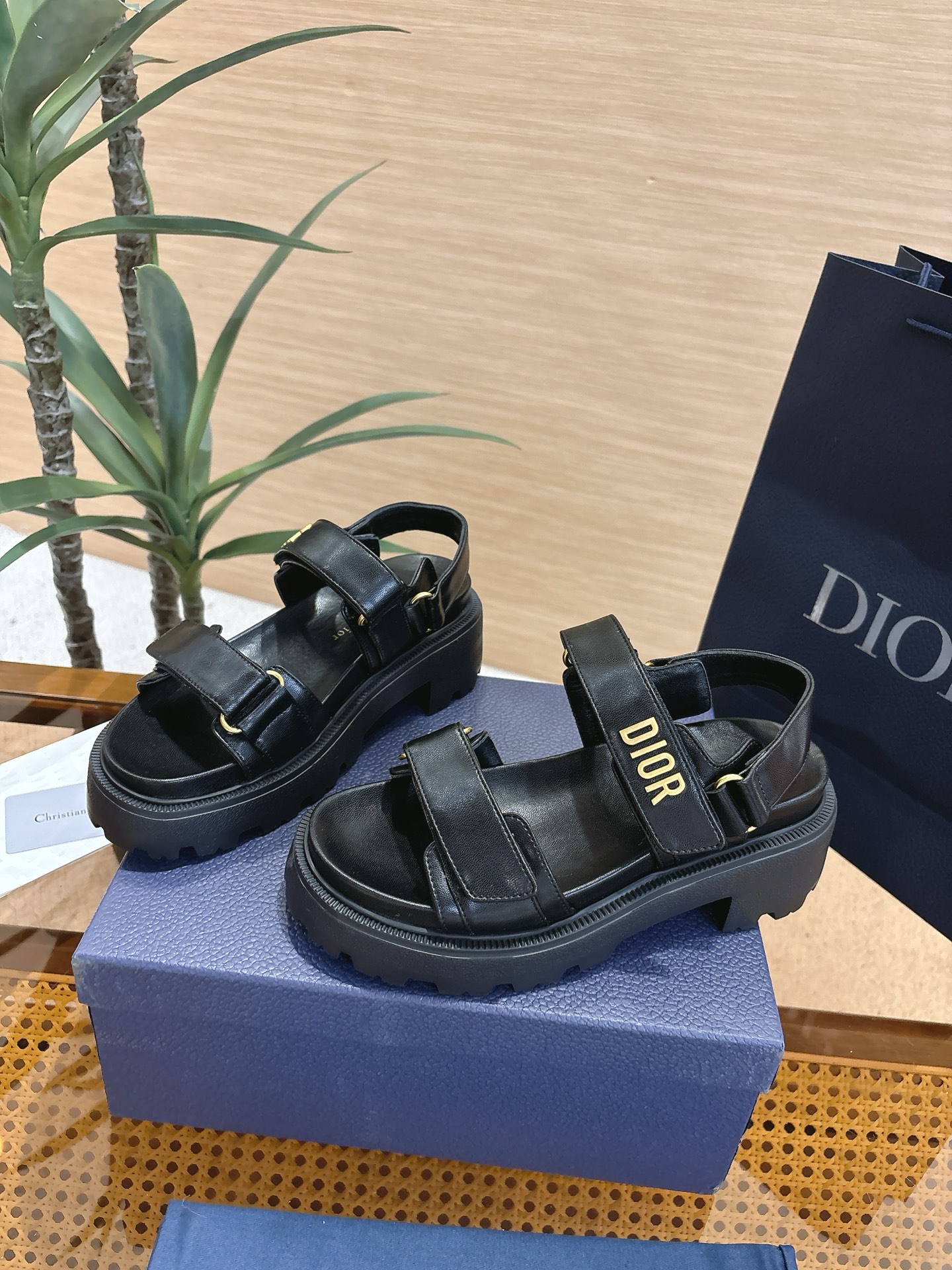Dior Dioract Leather Platform Sandal