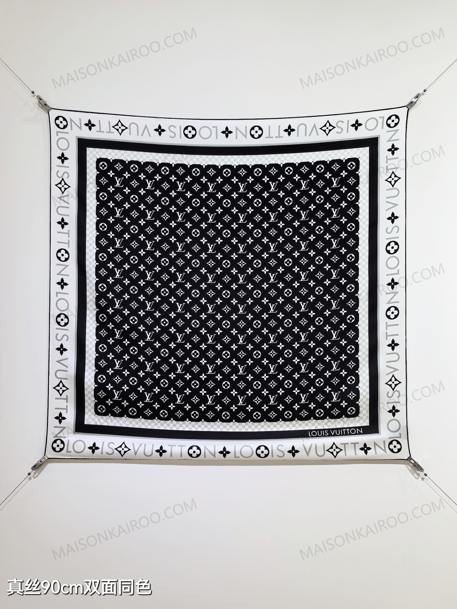 Louis Vuitton LV Monogram Infinity Black Square Scarf - KAIROO