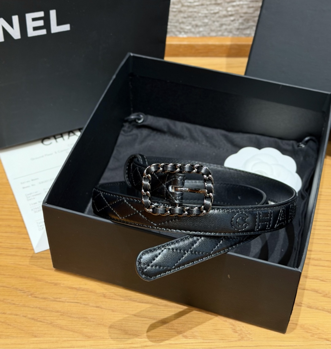 Chanel Quilted Lambskin Belt 20mm