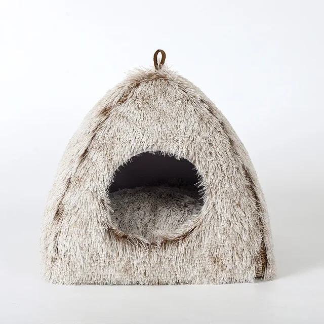 Soft Plush Long Triangle Cat Bed Pet Mattress Warm And Comfortable Basket Cat Dog Sleeping Room Nest Puppy