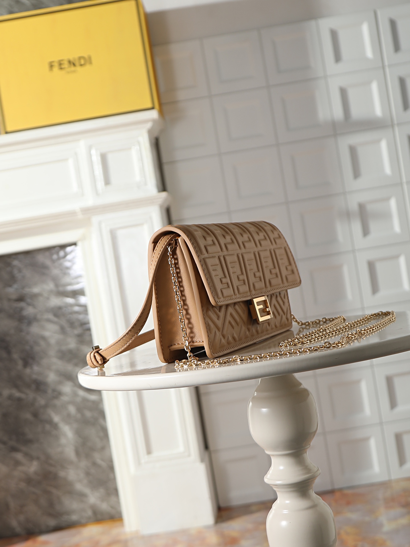 Fendi Chain Mini Bag-Light brown