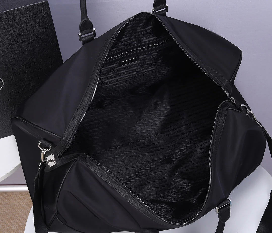 Prada 55 TRAVEL BAG IN BLACK WATERPROOF FABRIC