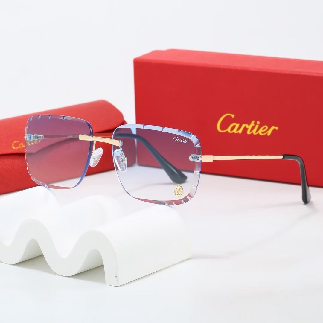 Cartier Classic Rimless Sculpted Rectangular Sunglasses - KAIROO