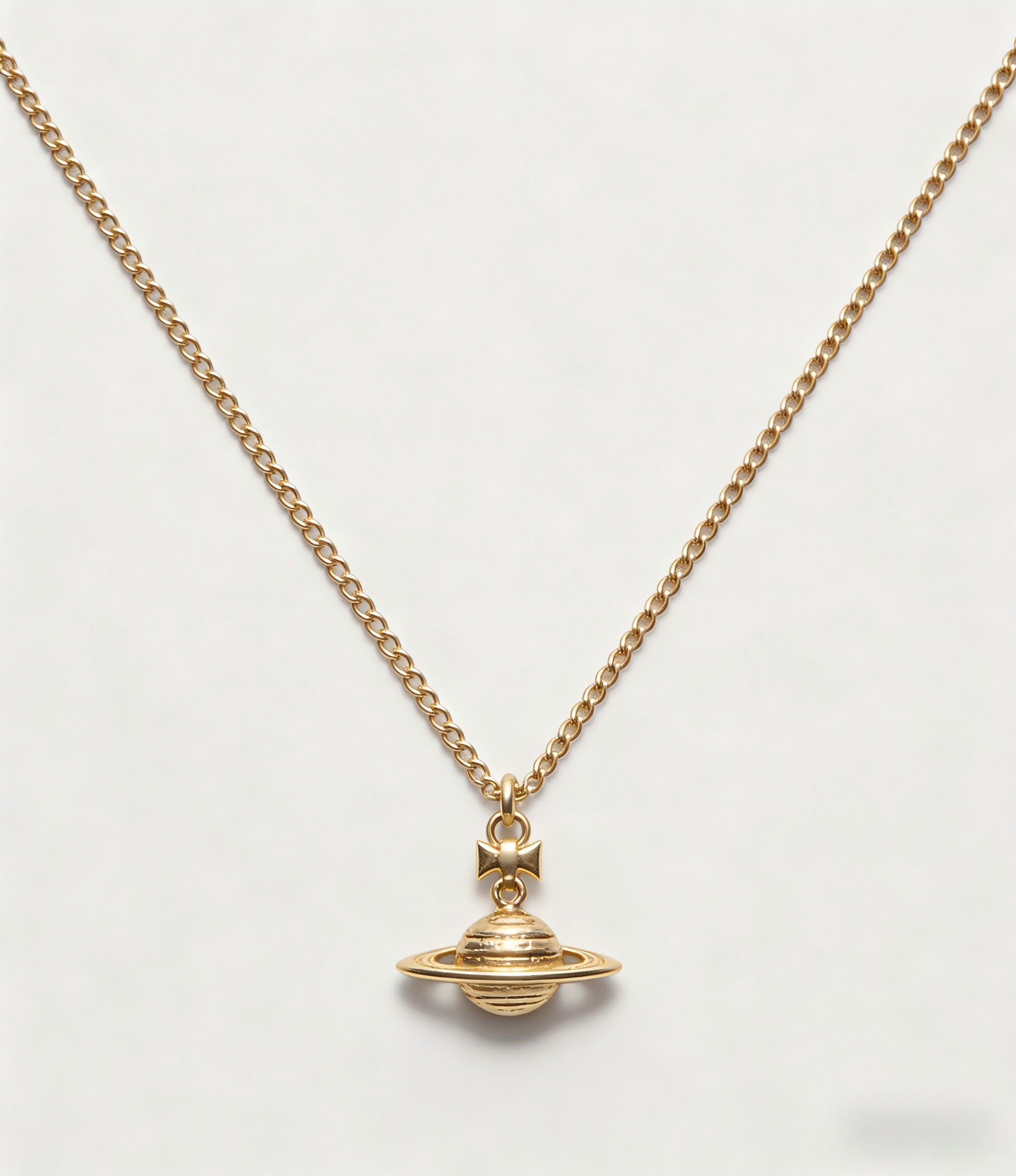 2026 New Vivienne Westwood Style Gold Mini Saturn Pendant Necklace - Dainty Rhinestone Celestial Jewelry for Women
