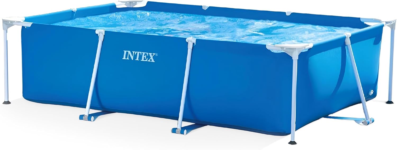 INTEX Rectangular Frame 9 ft 10 in x 6 ft 6.75 in x 29.5 in Above Ground Pool, Swimming Pool with Steel Frame, Pump Not Included