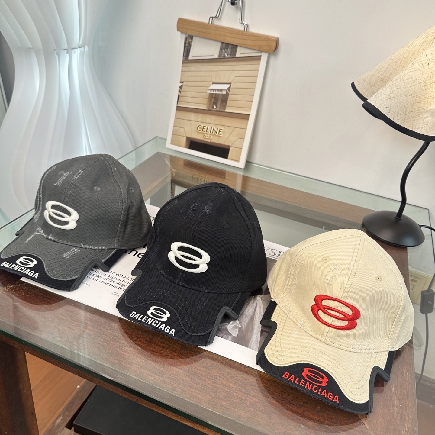 Balenciaga 8.XL Unity Embroidered Distressed Double Brim Cotton Drill Cap Layered Brim Hat - KAIROO