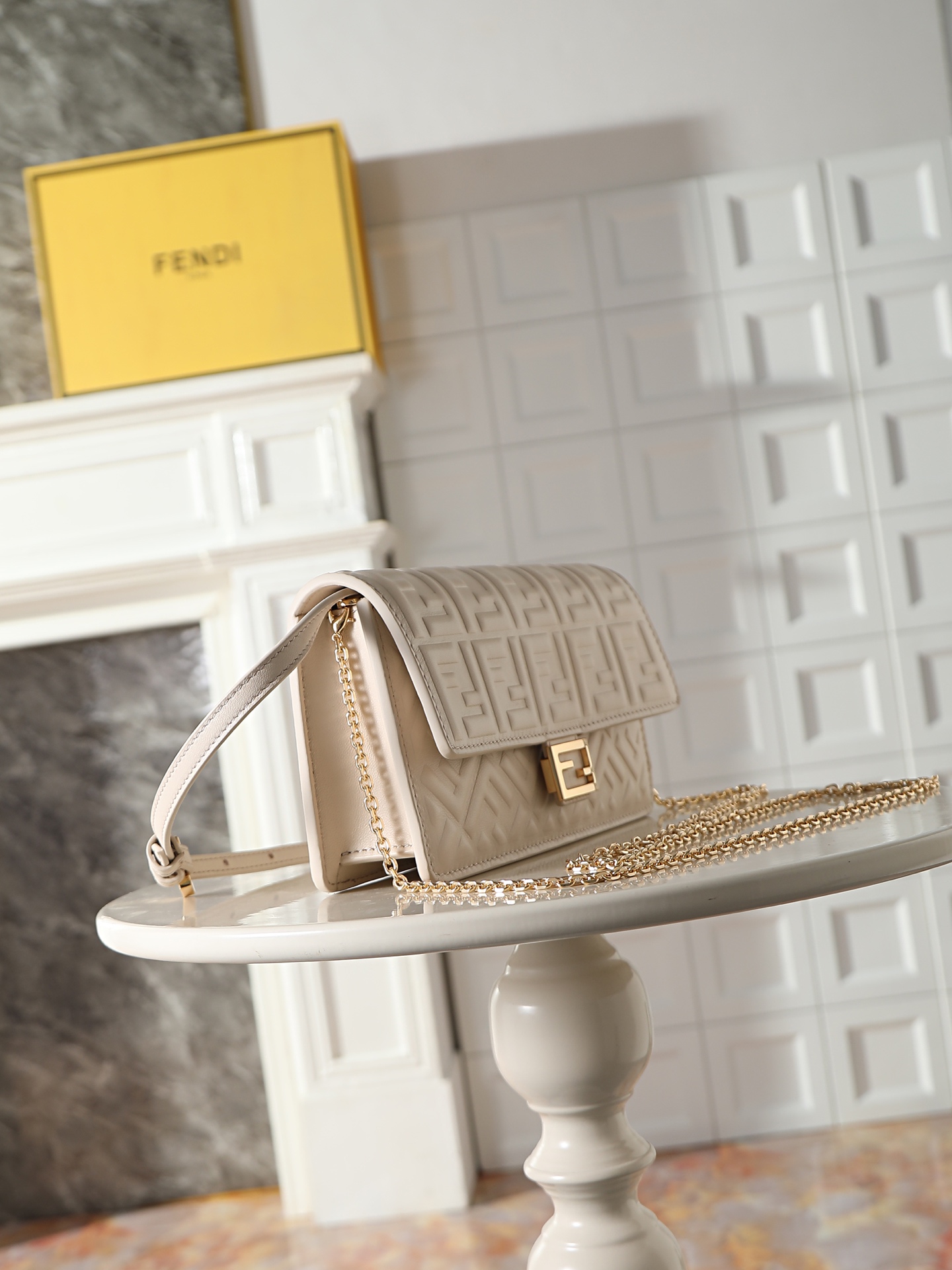 Fendi Chain Mini Bag-White